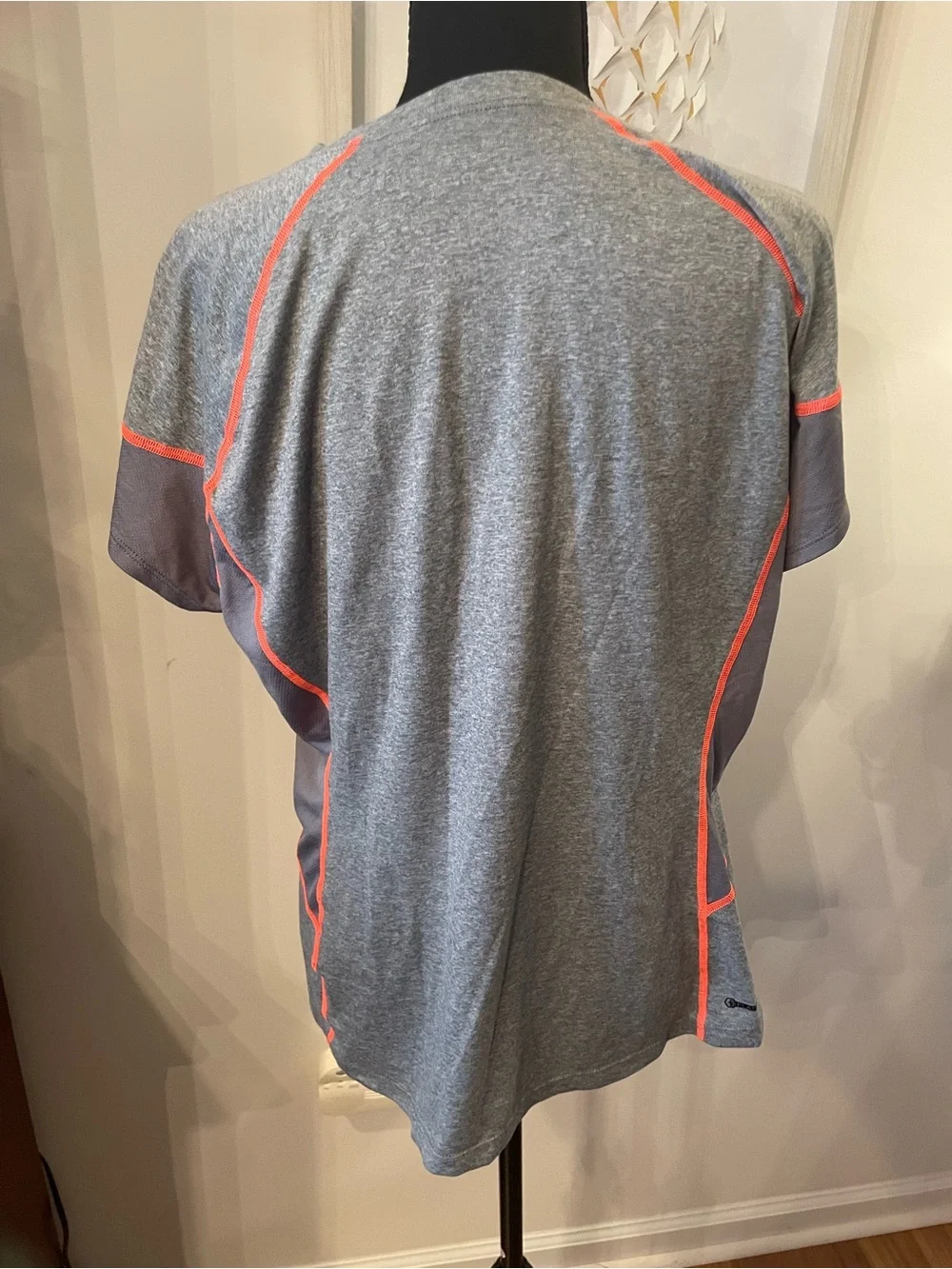 The North Face Gray V-Neck Short Sleeve Tee with Coral Accents - Picture 4 of 6